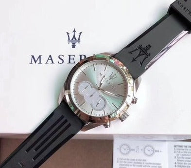  Shop Authentic Maserati Traguardo Chronograph Silver Dial Black Rubber Strap Watch for Men - R8871612012 - Luxxuri