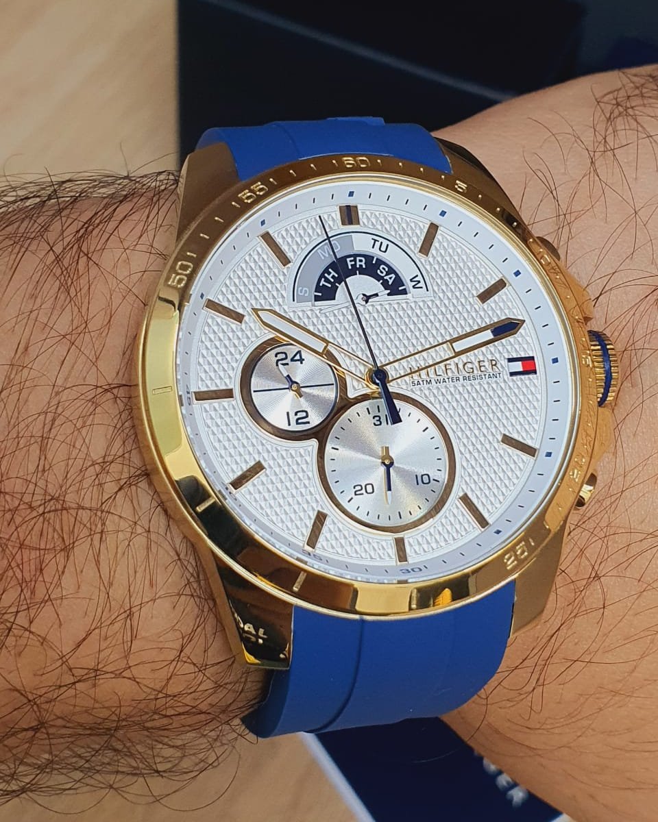  Shop Authentic Tommy Hilfiger Decker White Dial Blue Rubber Strap Watch for Men - 1791353 - Luxxuri