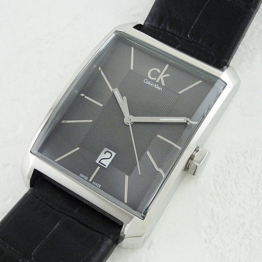  Shop Authentic Calvin Klein Window Black Dial Black Leather Strap Watch for Men - K2M21107 - Luxxuri