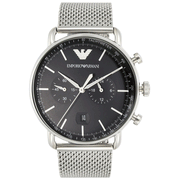  Shop Authentic Emporio Armani Chronograph Black Dial Silver Mesh Bracelet Watch For Men - AR11104 - Luxxuri