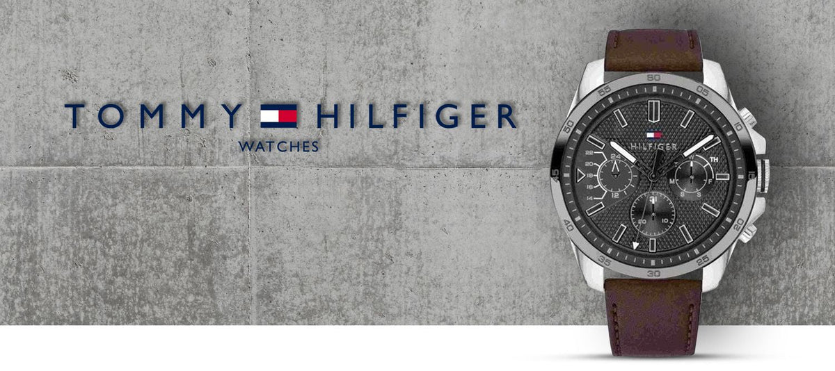  Shop Authentic Tommy Hilfiger Decker Grey Dial Brown Leather Strap Watch for Men - 1791562 - Luxxuri