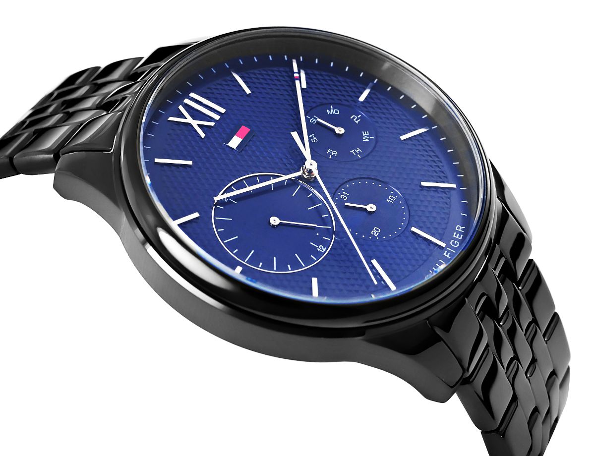  Shop Authentic Tommy Hilfiger Damon Quartz Chronograph Blue Dial Black Steel Strap Watch for Men - 1791454 - Luxxuri
