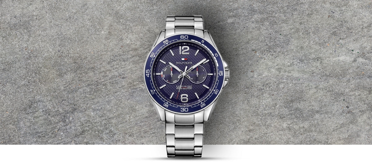  Shop Authentic Tommy Hilfiger Erik Chronograph Blue Dial Silver Steel Strap Watch for Men - 1791366 - Luxxuri