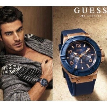 Shop Authentic Guess Rigor Blue Dial Blue Silicone Strap Watch For Men - W0247G3 - Luxxuri