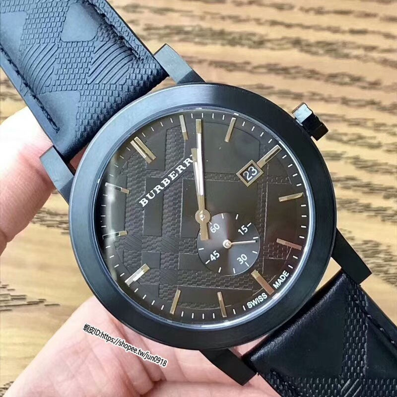  Shop Authentic Burberry The City Black Dial Black Leather Strap Watch for Men - BU9906 - Luxxuri
