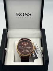 Shop Authentic Hugo Boss Grand Prix Brown Dial Brown Leather Strap Watch for Men - 1513605 - Luxxuri