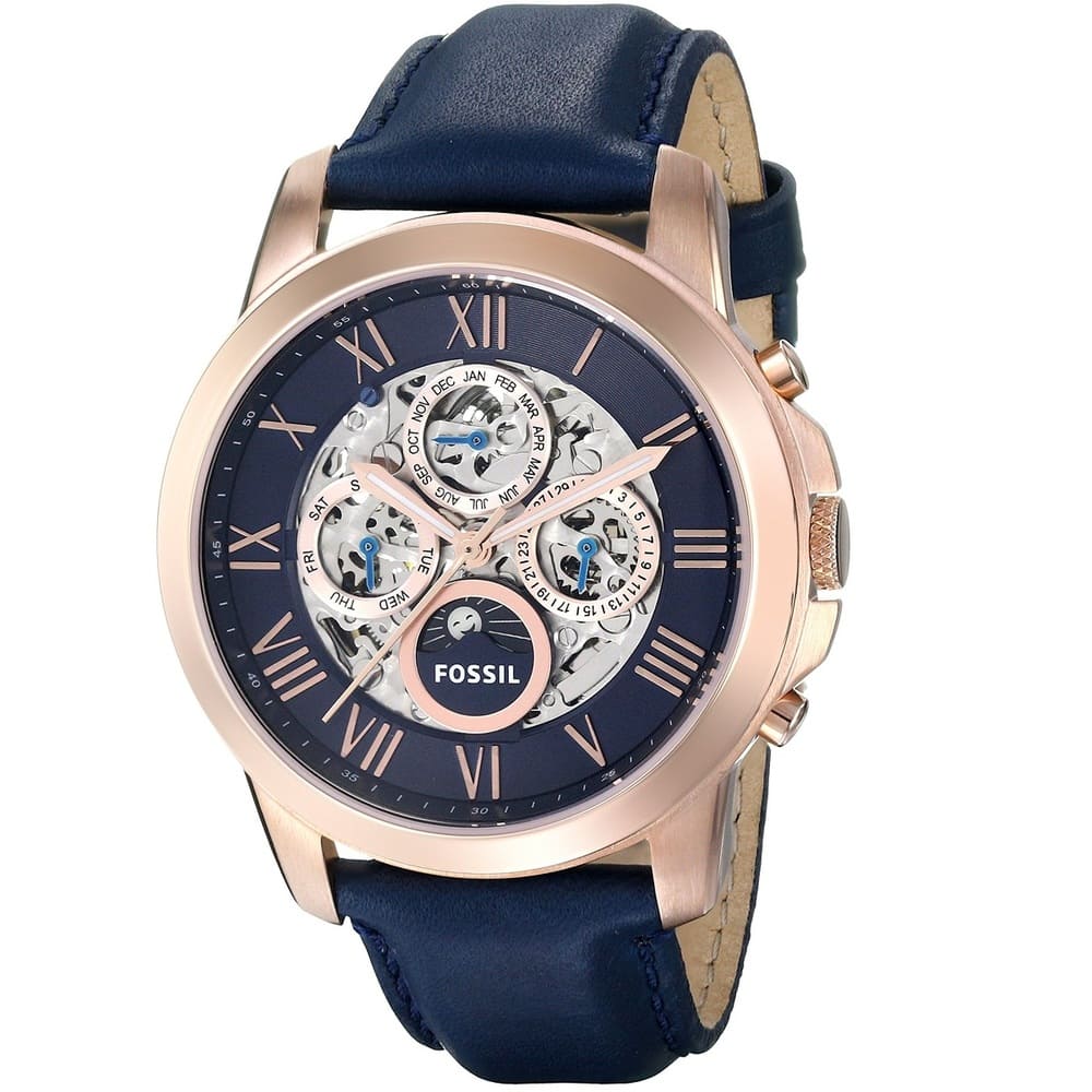  Shop Authentic Fossil Grant Automatic Blue Dial Blue Leather Strap Watch for Men - ME3029 - Luxxuri