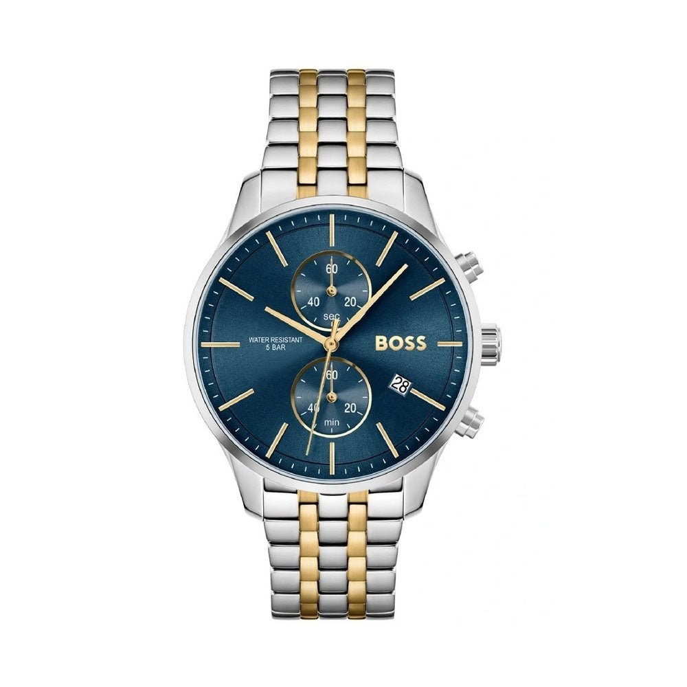  Shop Authentic Hugo Boss Associate Blue Dial Two Tone Steel Strap Watch for Men - 1513976 - Luxxuri