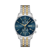  Shop Authentic Hugo Boss Associate Blue Dial Two Tone Steel Strap Watch for Men - 1513976 - Luxxuri