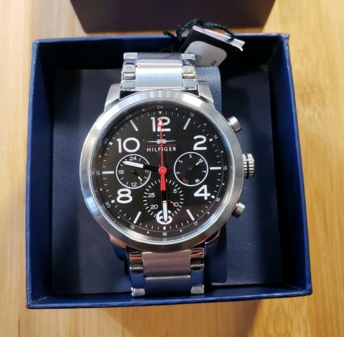  Shop Authentic Tommy Hilfiger Jake Chronograph Black Dial Silver Steel Strap Watch for Men - 1791234 - Luxxuri