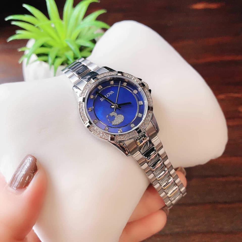  Shop Authentic Bulova Crystal Collection Blue Mother of Pearl Dial Silver Steel Strap Watch for Women - 96L238 - Luxxuri