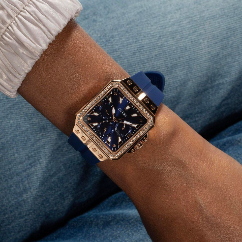  Shop Authentic Guess Libra Crystals Blue Dial Blue Silicone Strap Watch For Women - GW0618L2 - Luxxuri
