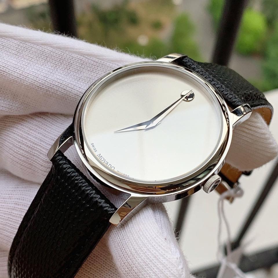  Shop Authentic Movado Museum Quartz Silver Dial Black Leather Strap Watch For Men - 2100001 - Luxxuri