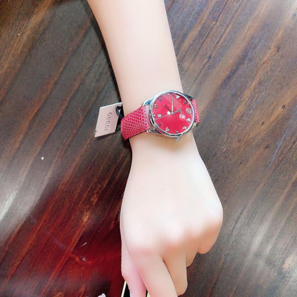  Shop Authentic Gucci G-Timeless Cherry Red Mother of Pearl Dial 27mm Watch For Women - YA126584 - Luxxuri