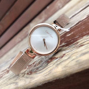  Shop Authentic Calvin Klein Authentic Silver Dial Rose Gold Mesh Bracelet Watch for Women - K8G23626 - Luxxuri