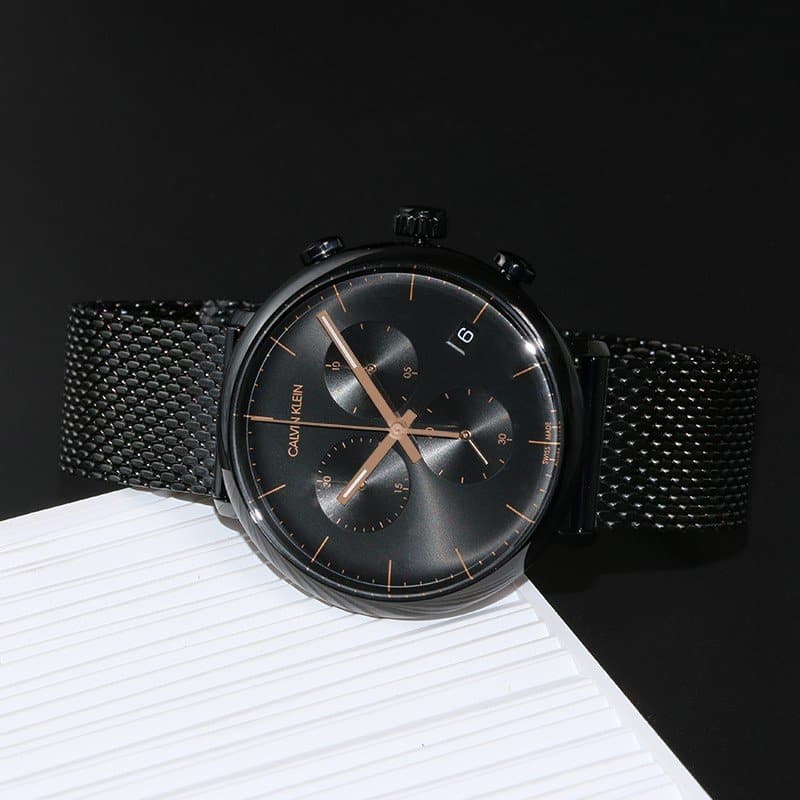  Shop Authentic Calvin Klein High Noon Black Dial Black Mesh Bracelet Watch for Women - K8M27421 - Luxxuri