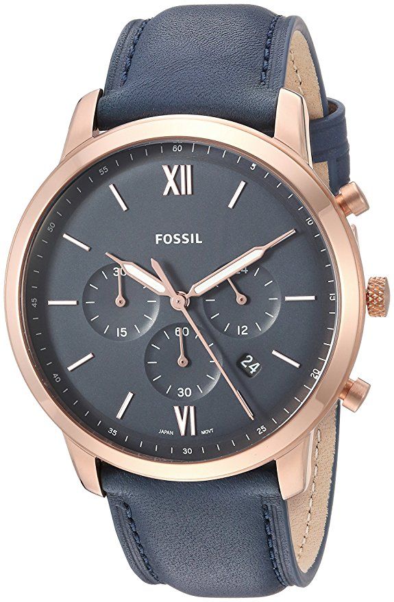  Shop Authentic Fossil Neutra Chronograph Blue Dial Blue Leather Strap Watch for Men - FS5454 - Luxxuri