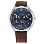  Shop Authentic Tommy Hilfiger Asher Chrongraph Blue Dial Brown Leather Strap Watch For Men - 1791855 - Luxxuri