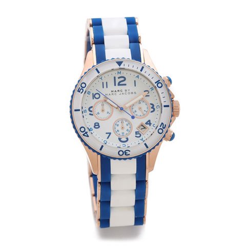  Shop Authentic Marc Jacobs Rock Chronograph White Dial Two Tone Silicone Strap Watch for Women - MBM2594 - Luxxuri