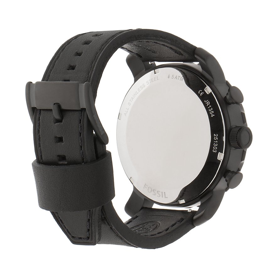  Shop Authentic Fossil Nate Chronograph Black Dial Black Leather Strap Watch for Men - JR1354 - Luxxuri