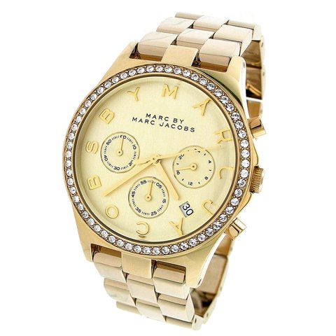  Shop Authentic Marc Jacobs Henry Chronograph Gold Dial Gold Steel Strap Watch for Women - MBM3105 - Luxxuri