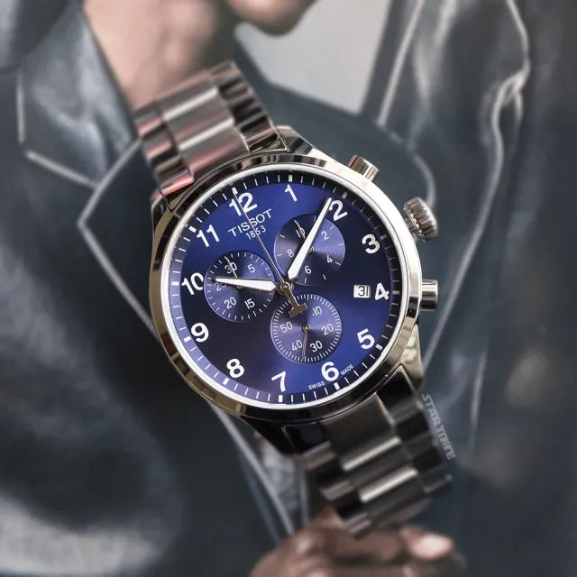  Shop Authentic Tissot T Sport Chrono XL Classic Blue Dial Silver Steel Strap Watch For Men - T116.617.11.047.01 - Luxxuri