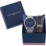  Shop Authentic Tommy Hilfiger Oliver Quartz Blue Dial Silver Mesh Bracelet Watch for Men - 1791302 - Luxxuri