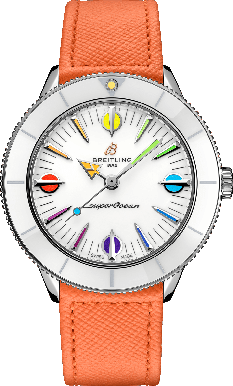  Shop Authentic Breitling Superocean Heritage '57 Pastel Paradise White Dial Orange Leather Watch for Women - A10340A11A1X1 - Luxxuri