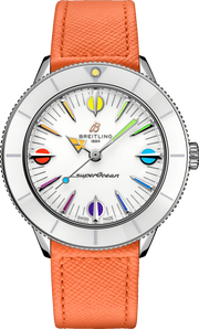  Shop Authentic Breitling Superocean Heritage '57 Pastel Paradise White Dial Orange Leather Watch for Women - A10340A11A1X1 - Luxxuri