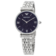  Shop Authentic Emporio Armani Gianni T Bar Dark Blue Dial Silver Stainless Steel Watch For Women - AR11091 - Luxxuri
