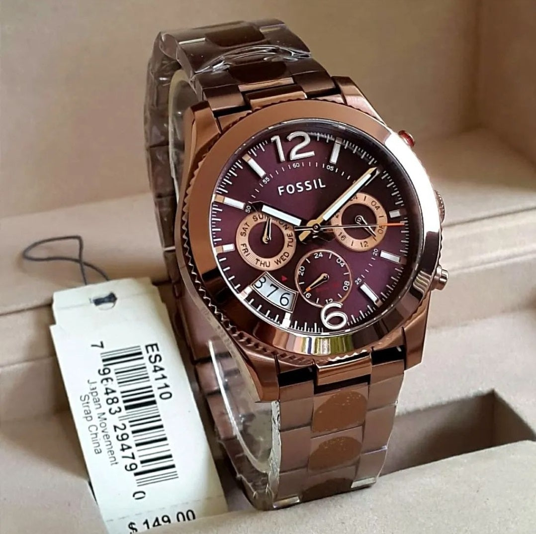  Shop Authentic Fossil Perfect Boyfriend Multifunction Maroon Dial Maroon Steel Strap Watch for Women - ES4110 - Luxxuri