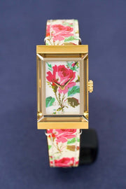  Shop Authentic Gucci G-Frame Floral Mother of Pearl Dial White Leather Strap Watch For Women - YA147406 - Luxxuri