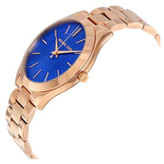  Shop Authentic Michael Kors Slim Runway Quartz Blue Dial Rose Gold Steel Strap Watch For Women - MK3494 - Luxxuri