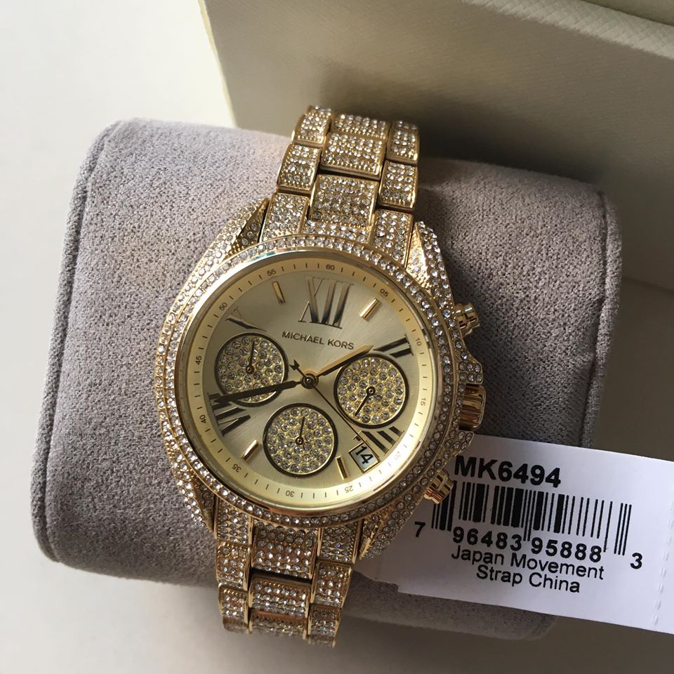  Shop Authentic Michael Kors Mini Bradshaw Crystals Gold Dial Gold Steel Strap Watch For Women - MK6494 - Luxxuri