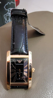  Shop Authentic Emporio Armani Classic Black & Rose Gold Dial Black Leather Strap Watch For Men - AR0168 - Luxxuri