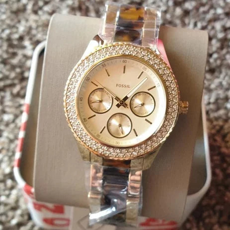  Shop Authentic Fossil Stella Multifunction Gold Dial Two Tone Steel Strap Watch for Women - ES4756 - Luxxuri