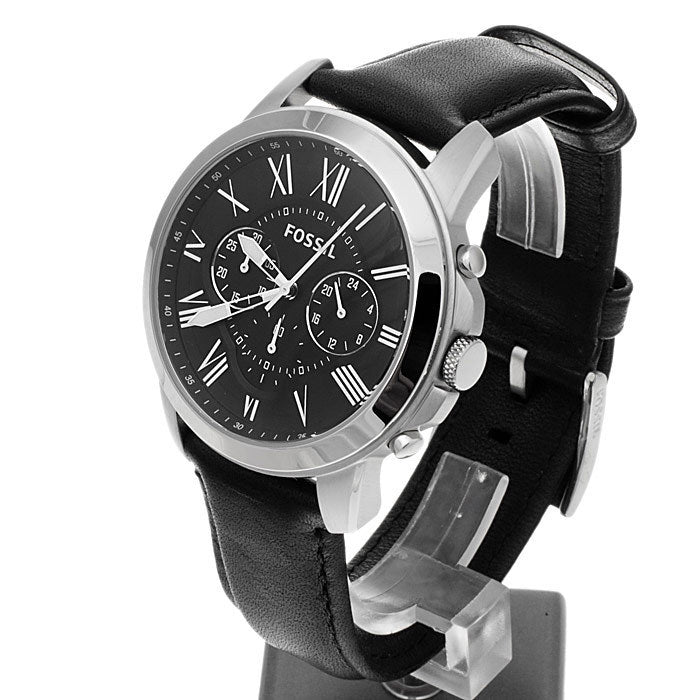  Shop Authentic Fossil Grant Chronograph Black Dial Black Leather Strap Watch for Men - FS4812 - Luxxuri
