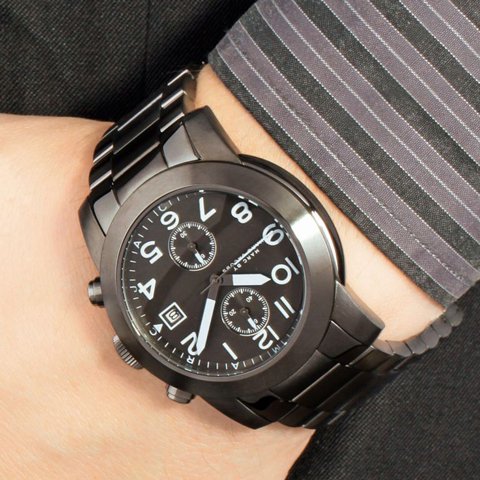  Shop Authentic Marc Jacobs Larry Chronograph Black Dial Black Steel Strap Watch for Men - MBM5032 - Luxxuri