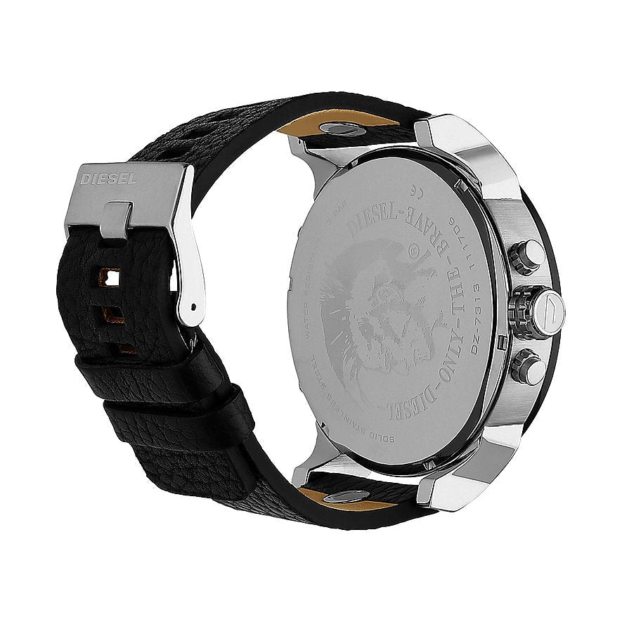  Shop Authentic Diesel Mr Daddy Black Dial Black Leather Strap Watch For Men - DZ7313 - Luxxuri