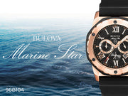  Shop Authentic Bulova Marine Star Chronograph Black Dial Black Rubber Strap Watch for Men - 98B104 - Luxxuri