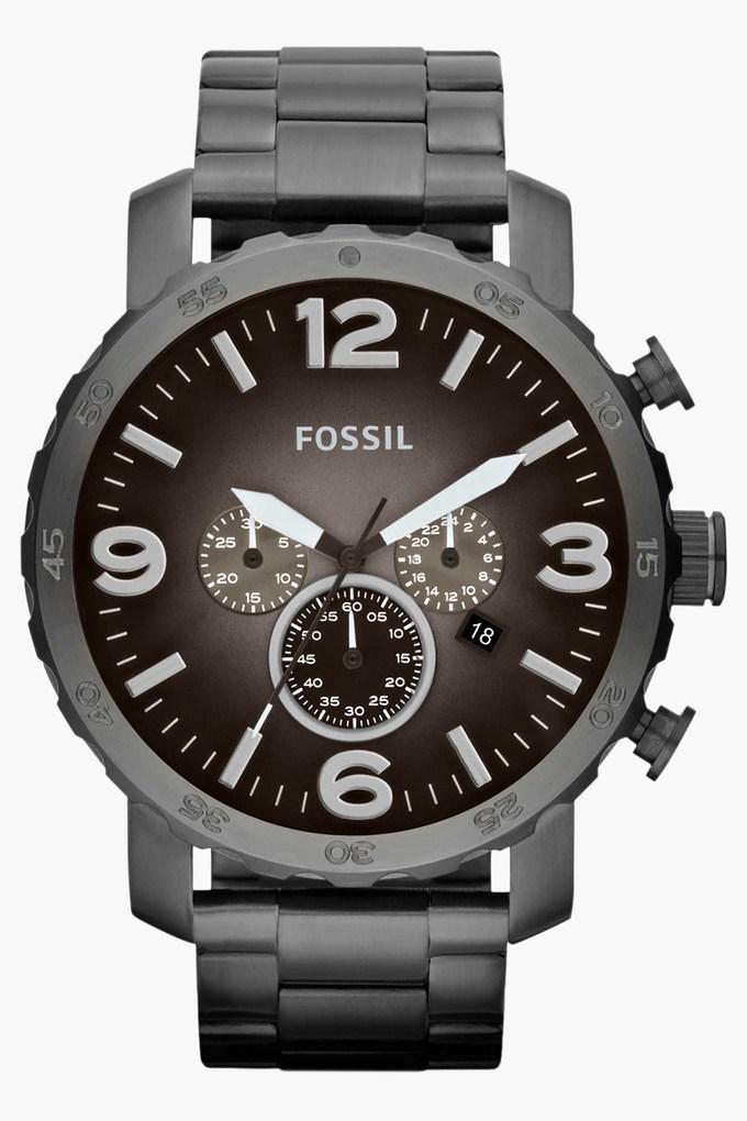  Shop Authentic Fossil Nate Chronograph Gunmetal Dial Grey Steel Strap Watch for Men - JR1437 - Luxxuri