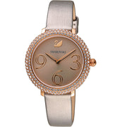  Shop Authentic Swarovski Crystal Frost Grey Dial Grey Leather Strap Watch for Women - 5484067 - Luxxuri