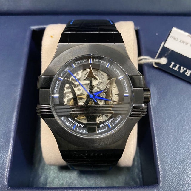  Shop Authentic Maserati Potenza Automatic Black Dial Black Leather Strap Watch For Men - R8821108009 - Luxxuri