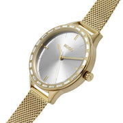  Shop Authentic Guess Chelsea Crystals Mother of Pearl White Dial Gold Mesh Bracelet Watch For Women - W0647L7 - Luxxuri