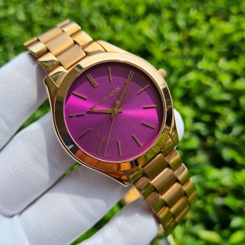  Shop Authentic Michael Kors Slim Runway Purple Dial Rose Gold Steel Strap Watch for Women - MK3293 - Luxxuri