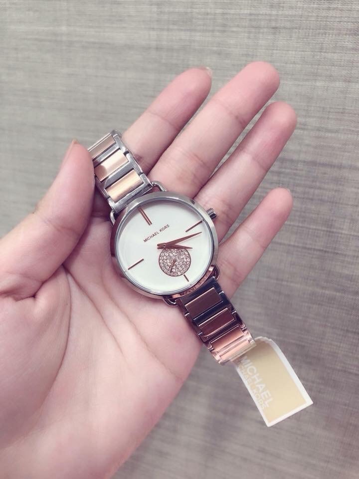  Shop Authentic Michael Kors Portia Quartz Silver Dial Two Tone Steel Strap Watch For Women - MK3709 - Luxxuri
