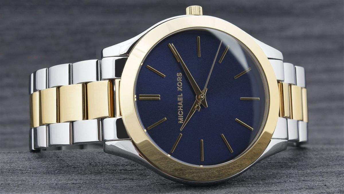  Shop Authentic Michael Kors Slim Runway Blue Dial Two Tone Steel Strap Watch for Women - MK3479 - Luxxuri