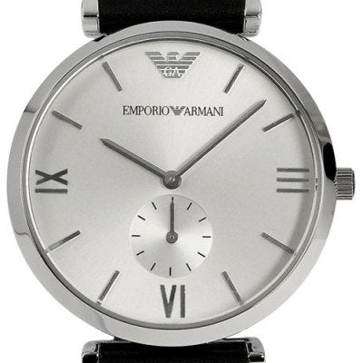  Shop Authentic Emporio Armani Retro Analog Quartz Silver Dial Black Leather Strap Watch For Men - AR1674 - Luxxuri