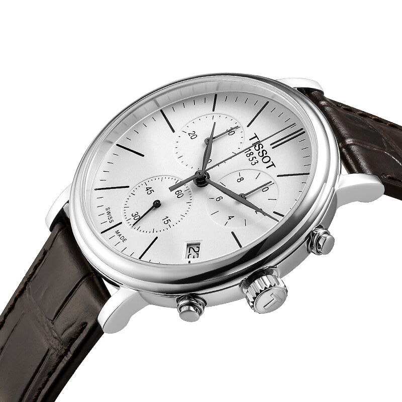  Shop Authentic Tissot Carson Premium Chronograph White Dial Brown Leather Strap Watch For Men - T122.417.16.011.00 - Luxxuri