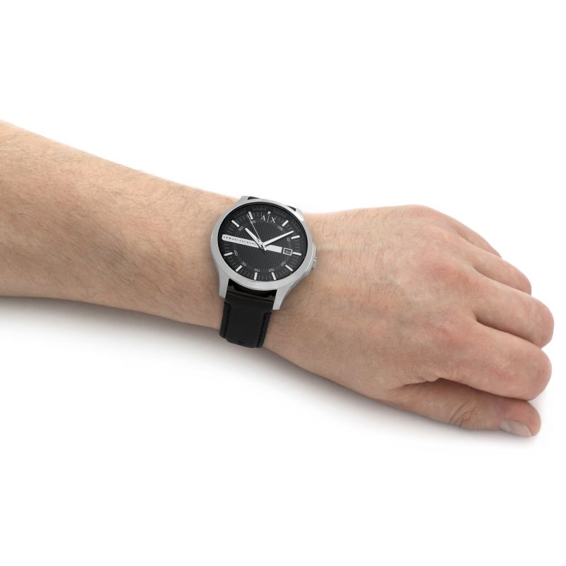  Shop Authentic Armani Exchange Hampton Chronograph Black Dial Black Leather Strap Watch For Men - AX2101 - Luxxuri